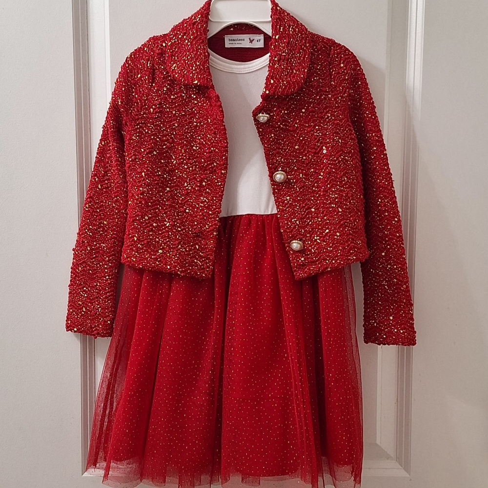 Beautees Red Formal Girls Dress ✨️